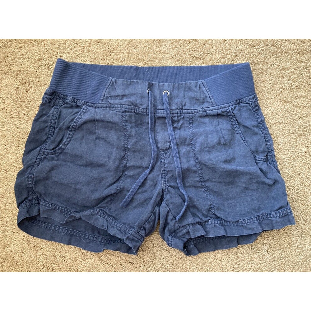 Athleta Women's 100% Linen Shorts Navy Blue 4" inseam Size 10